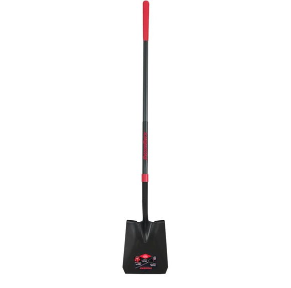 Razor-Back Square Point Shovel with Traditional Socket Fiberglass Handle with Cushion Grip