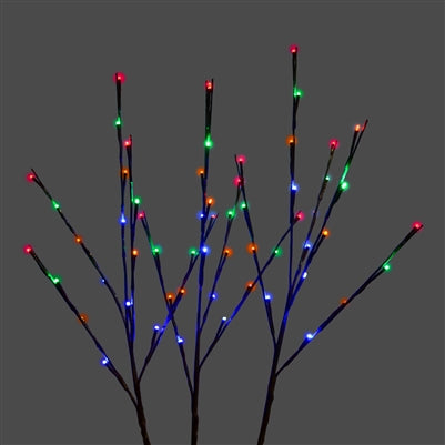 Holiday Bright Lights Twigs 60L Multi Lights Stems with Brown Tape - Set of 3