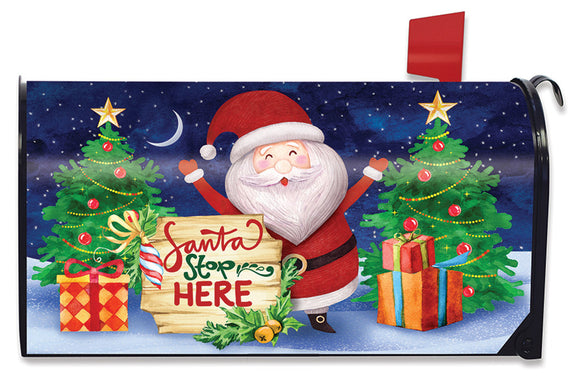 Briarwood Lane Santa Stop Here Humor Christmas Mailbox Cover