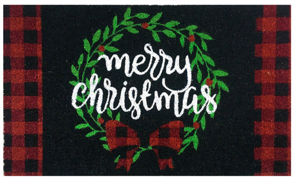 Briarwood Lane Christmas Wreath Natural Fiber Coir Doormat